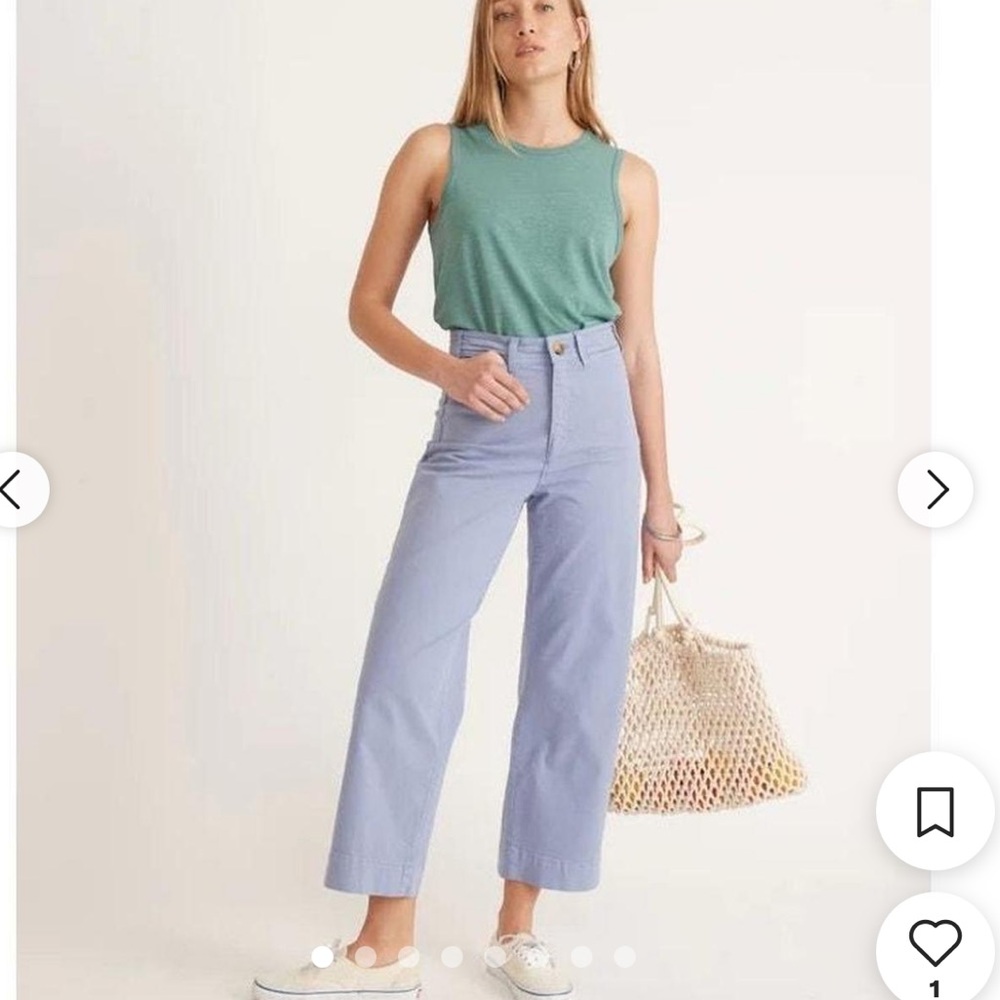 Marine Layer Light Blue Wide-Leg Trousers